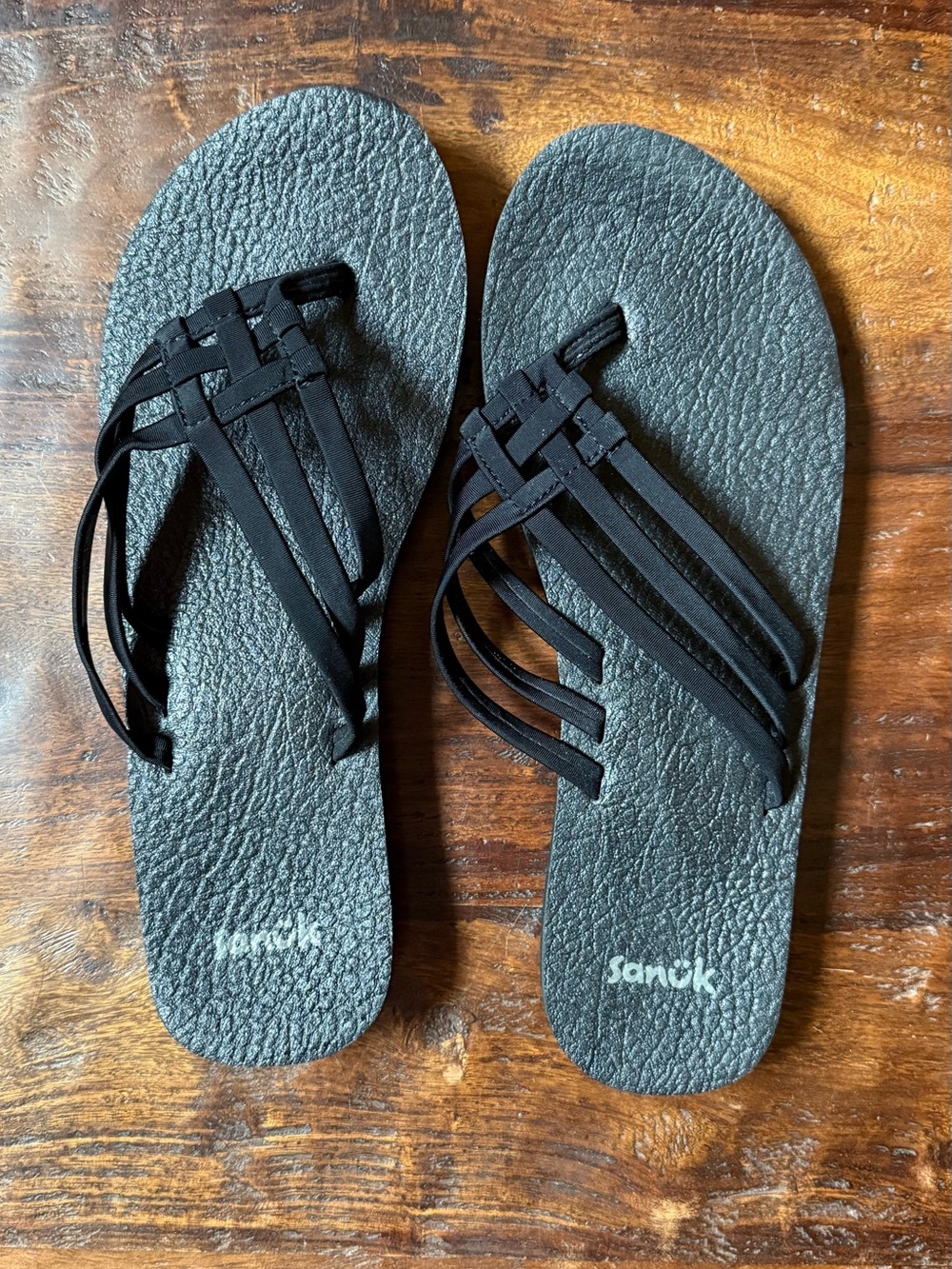Sanuk Black Woven Strap Women's Flip Flop Sandals